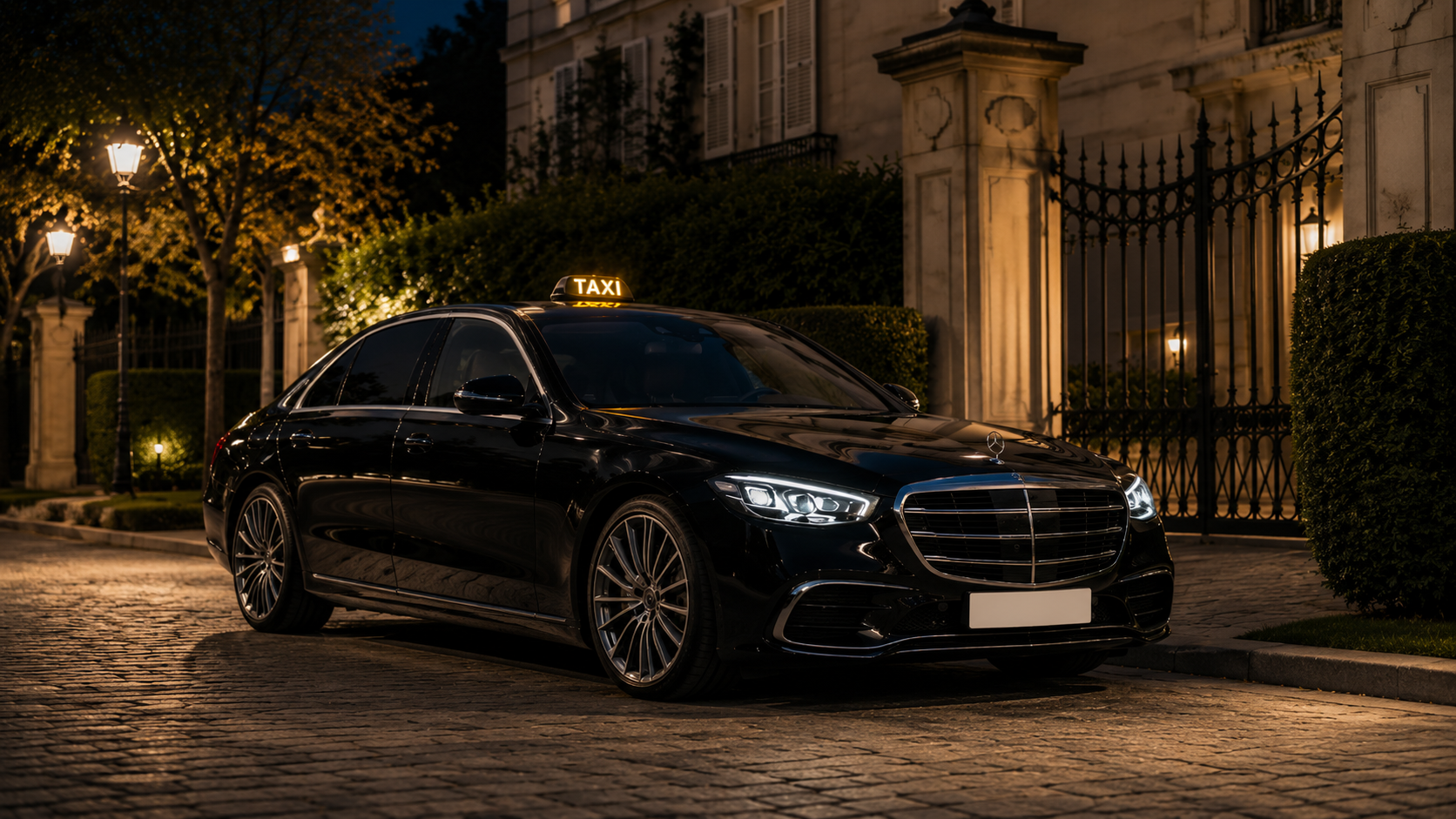 Taxi noir de nuit pour une réservation en Île-de-France